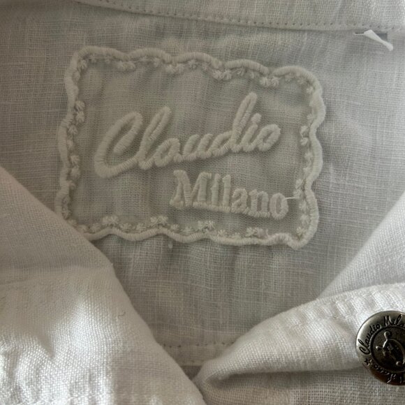 Claudio Milano White Linen Top S - Picture 3 of 11